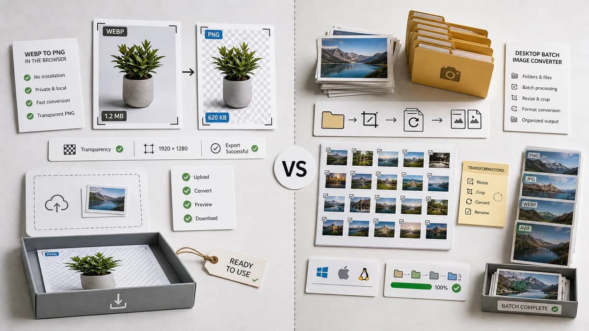 WebP to PNG Converter vs XnConvert visual comparison of image optimization workflows