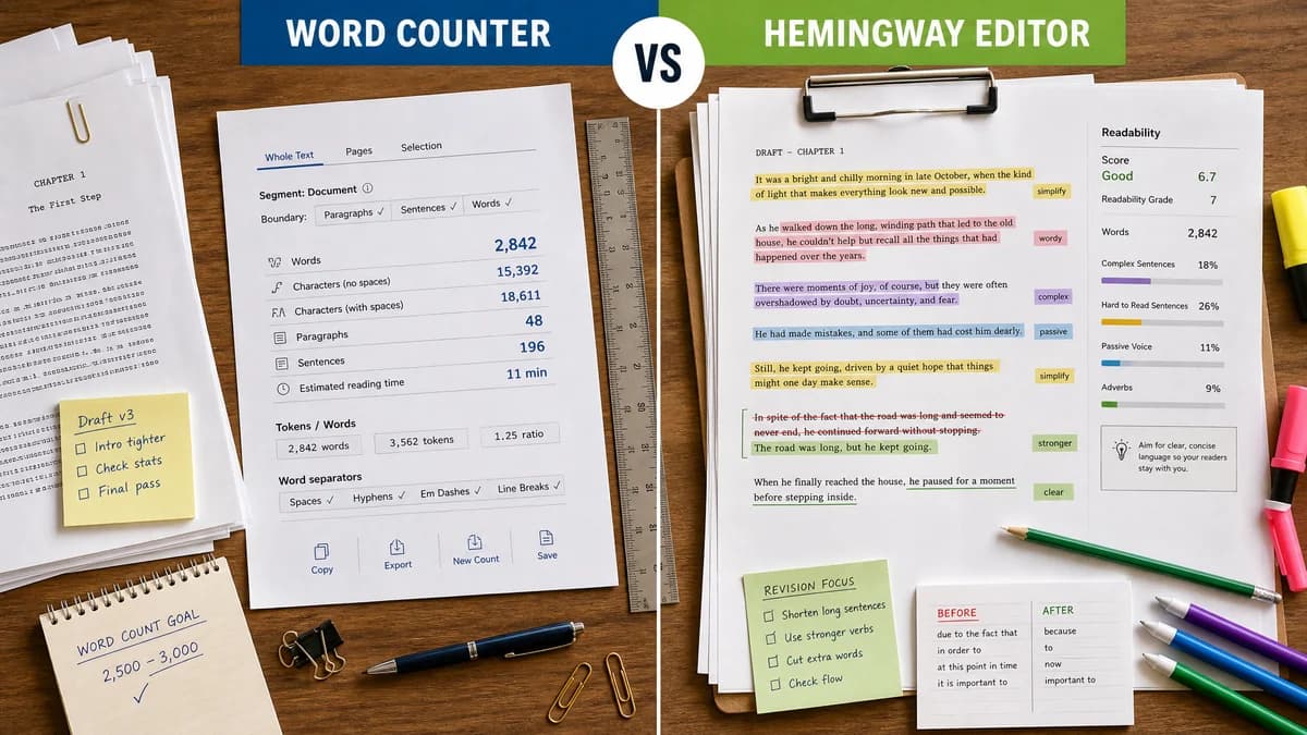 Word Counter vs Hemingway Editor comparison detail image