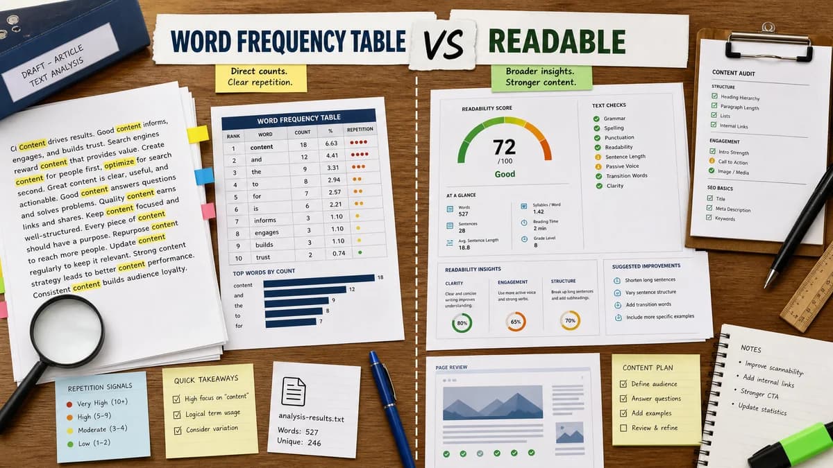 Word Frequency Table vs Readable comparison detail image
