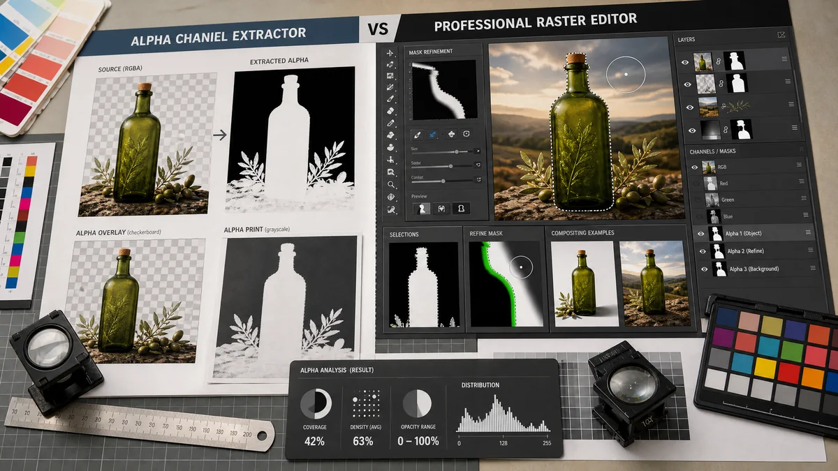 Alpha Channel Extractor vs Adobe Photoshop