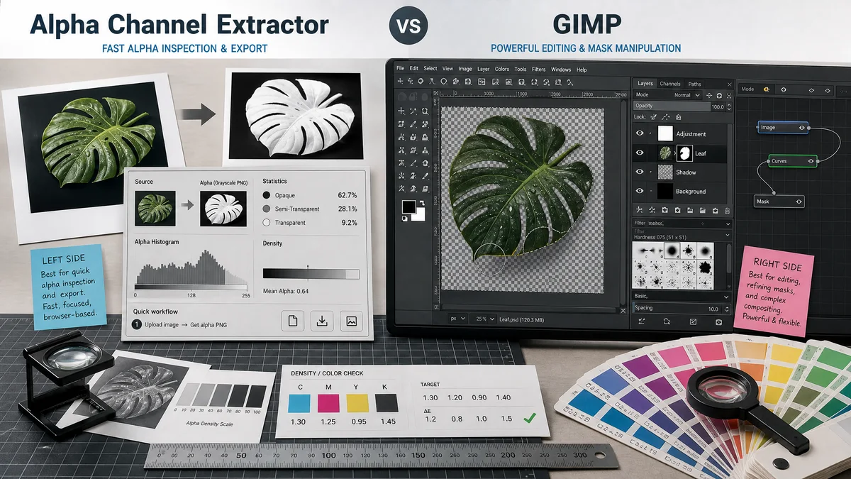 Alpha Channel Extractor vs GIMP