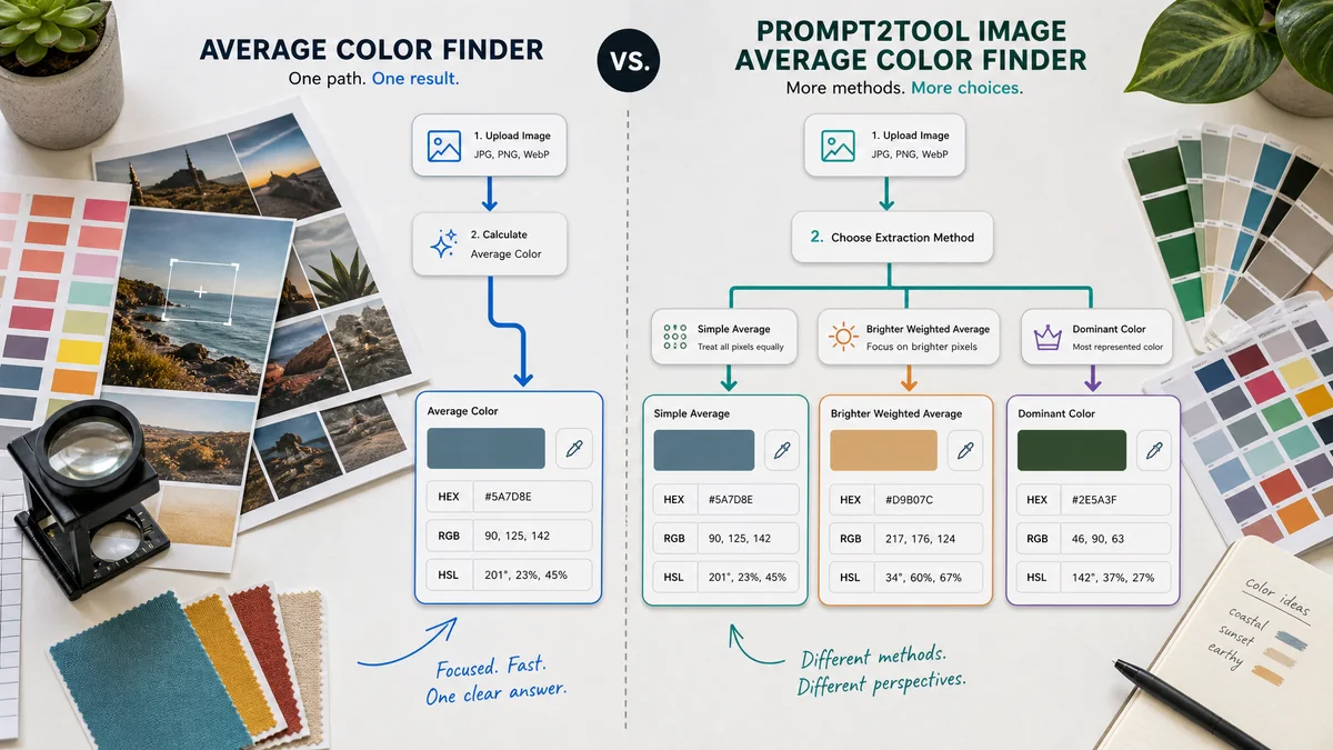 Average Color Finder vs Prompt2Tool Image Average Color Finder