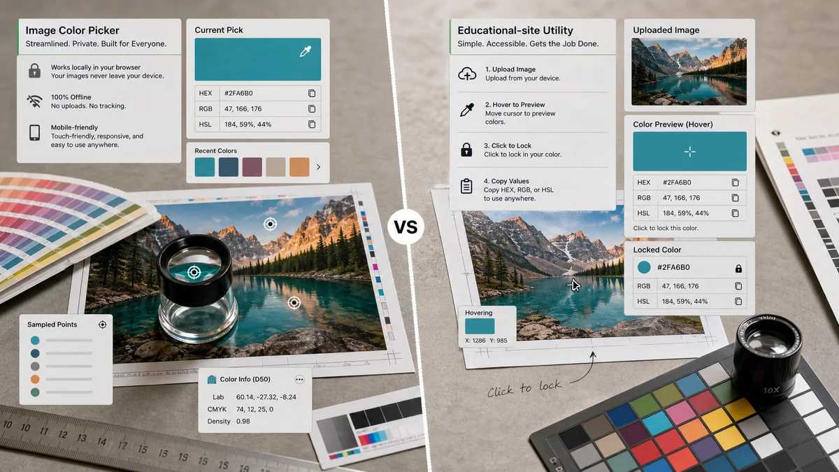 Image Color Picker vs W3Schools Image Color Picker