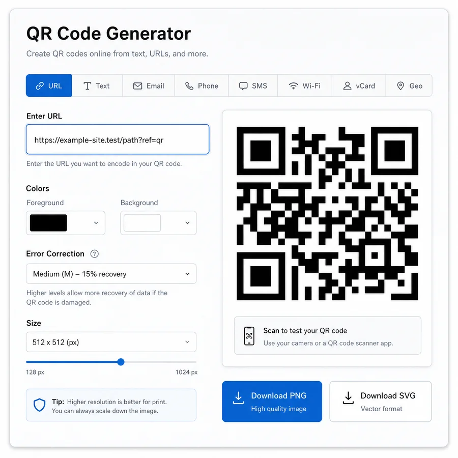 QR Code Generator Online - Create QR Codes from Text or URL