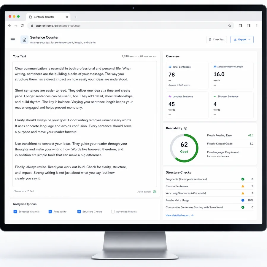 Sentence Counter - Browser Text Metrics Tool