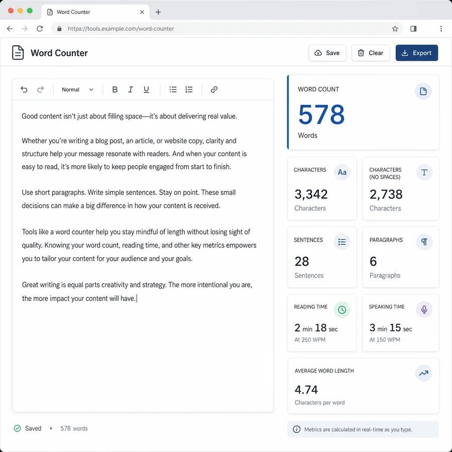 Word Counter - Browser Text Metrics Tool