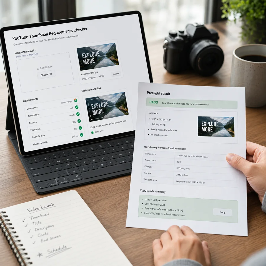 YouTube Thumbnail Requirements Checker - Browser Preflight Validator